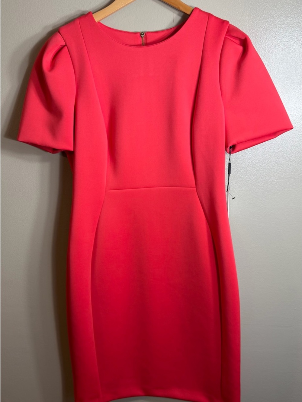 SOLD  Coral Puff Sleeve Sheath Dress 12